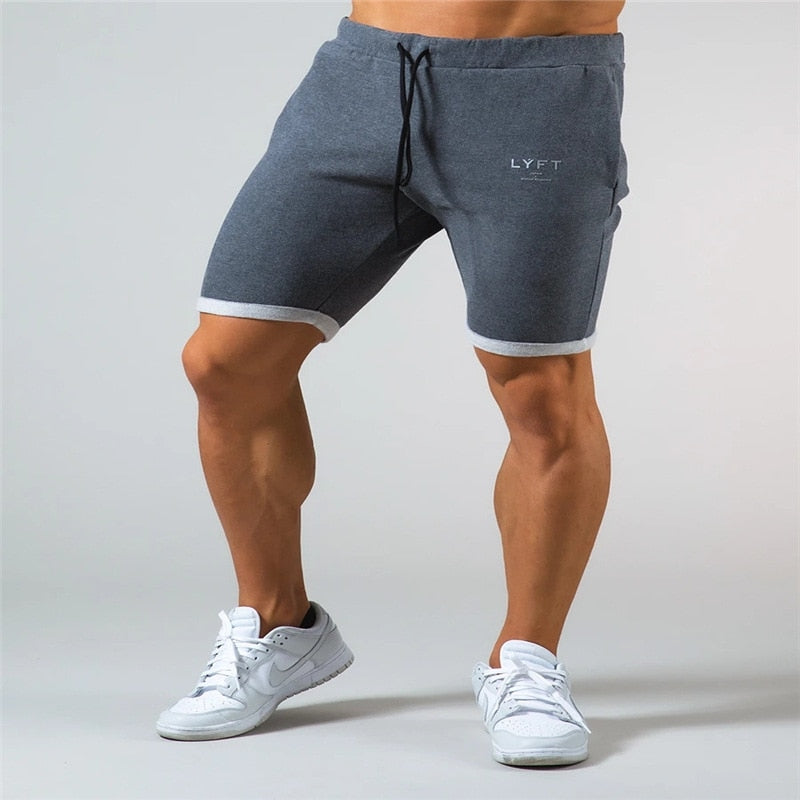 Men's gym sports casual cotton shorts for running and bodybuilding.