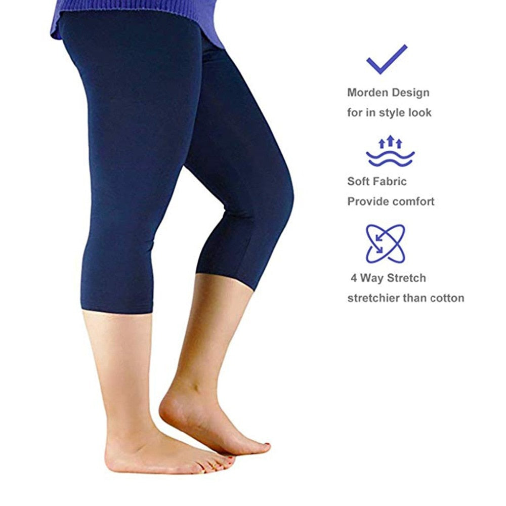 Women's High Stretch Capri Style Casual Bamboo Fiber Leggings.  Come in Plus Sizes.