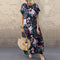 Women's ZANZEA Summer Bohemian Long, Short Sleeve Floral Print Sundress.