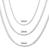 Men Or Women's 40-75cm 925 Sterling Silver 1MM/2MM/3MM solid Snake Chain