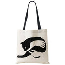 Linen Cat Printed Tote Bags.