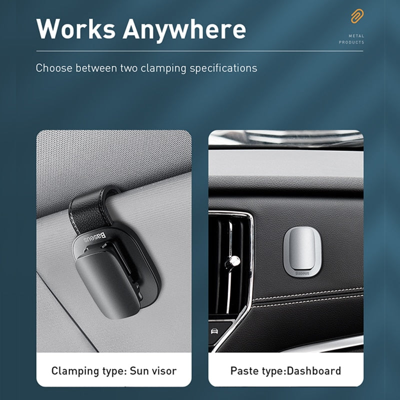 Sun visor clip to hold your sun glasses or eyewear.