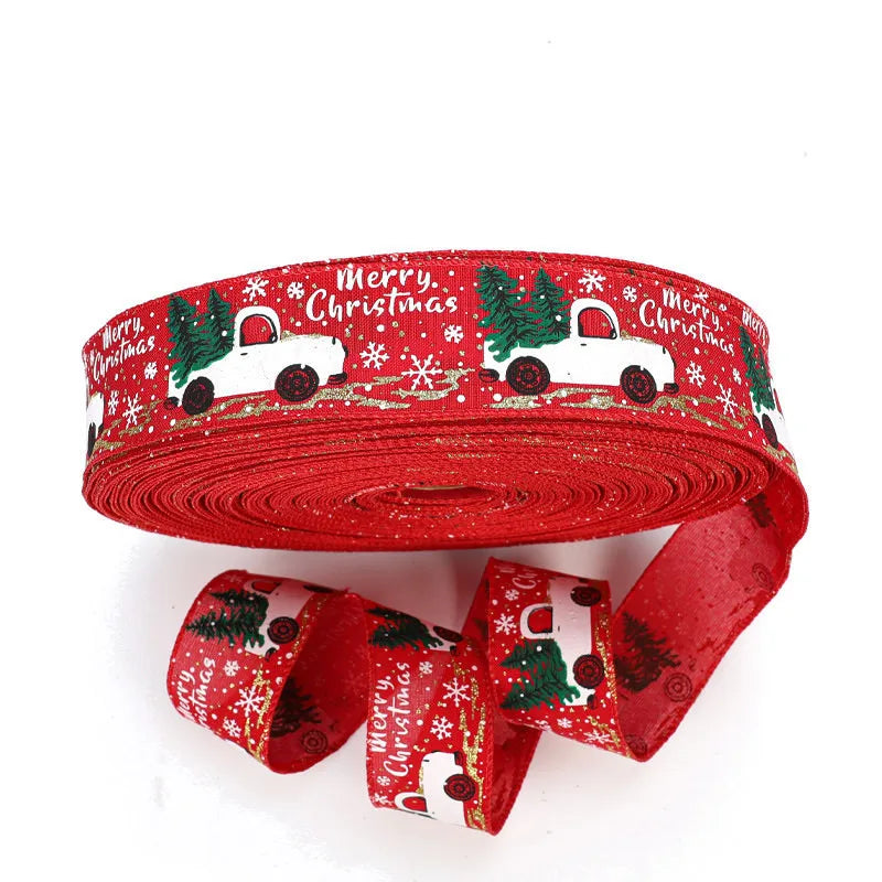 Christmas Burlap Ribbon With Wired Edge.