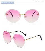 Women's rimless Gradient designer sunglasses.