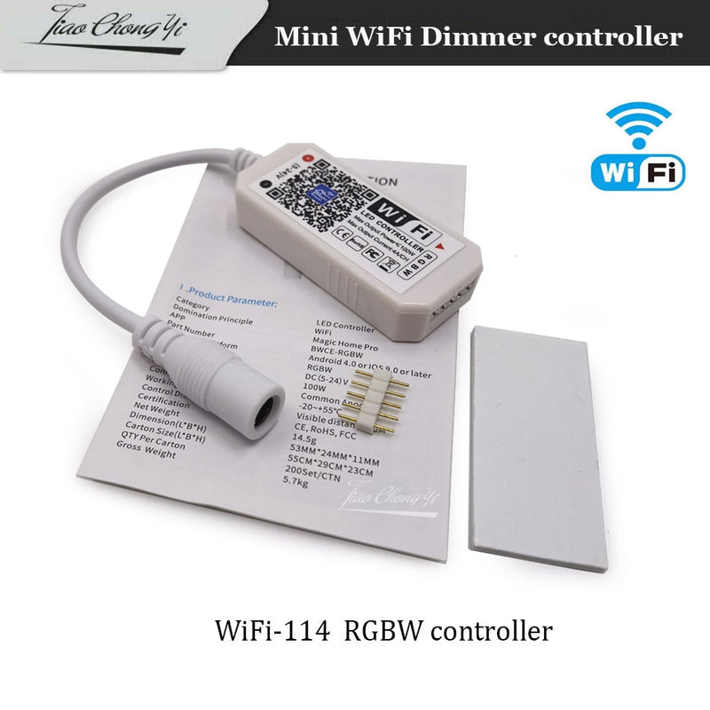 Smartphone Control Mini RGB RGBW WiFi Controller DC12V-24V For Led Multicolor Strip Panel Light.