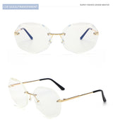 Women's rimless Gradient designer sunglasses.