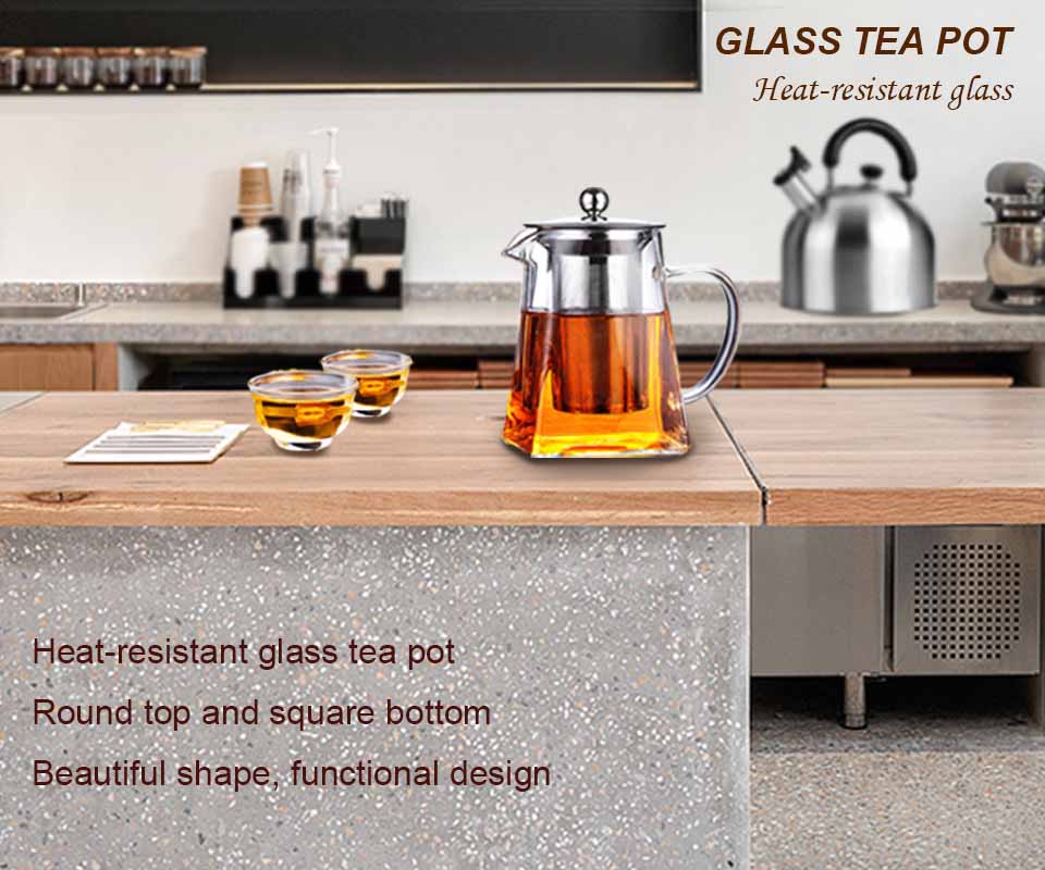 BORREY Heat Resistant Glass Teapot With Stainless Steel Tea Infuser.