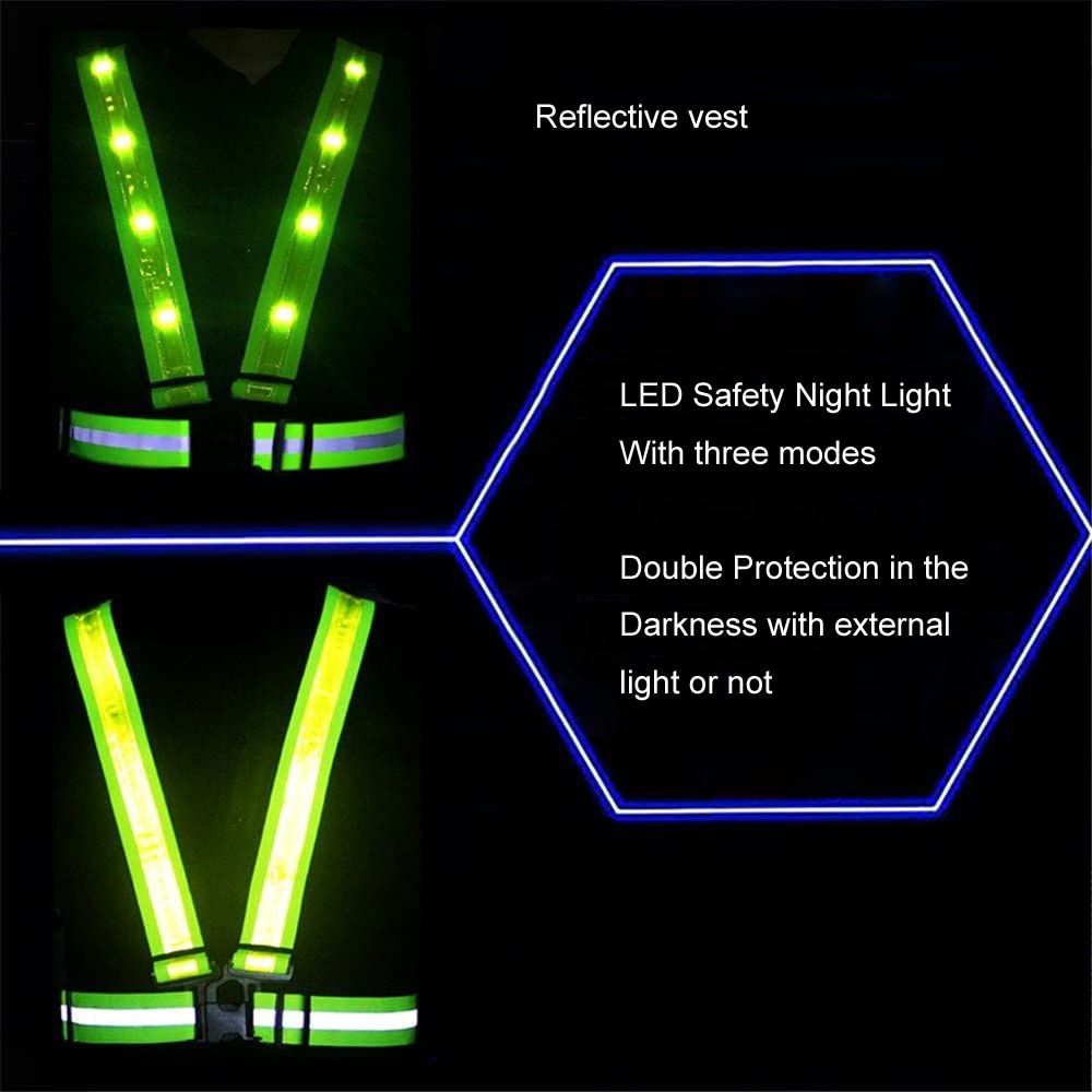 LED/USB Charging Reflective Vest With Adjustable Waist with Pouch For Running, Cycling and Walking.