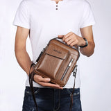 WEIXIER Men's Crossbody Multi-function Leather Bag.