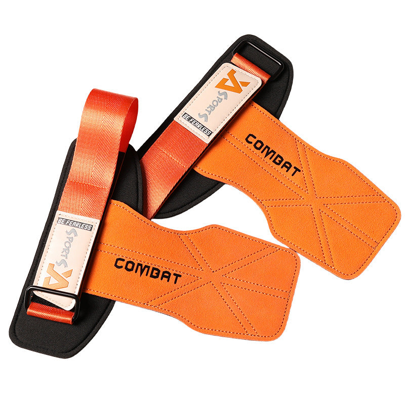 1 Pair 3-layers Cowhide Weight Lifting Grip Gloves