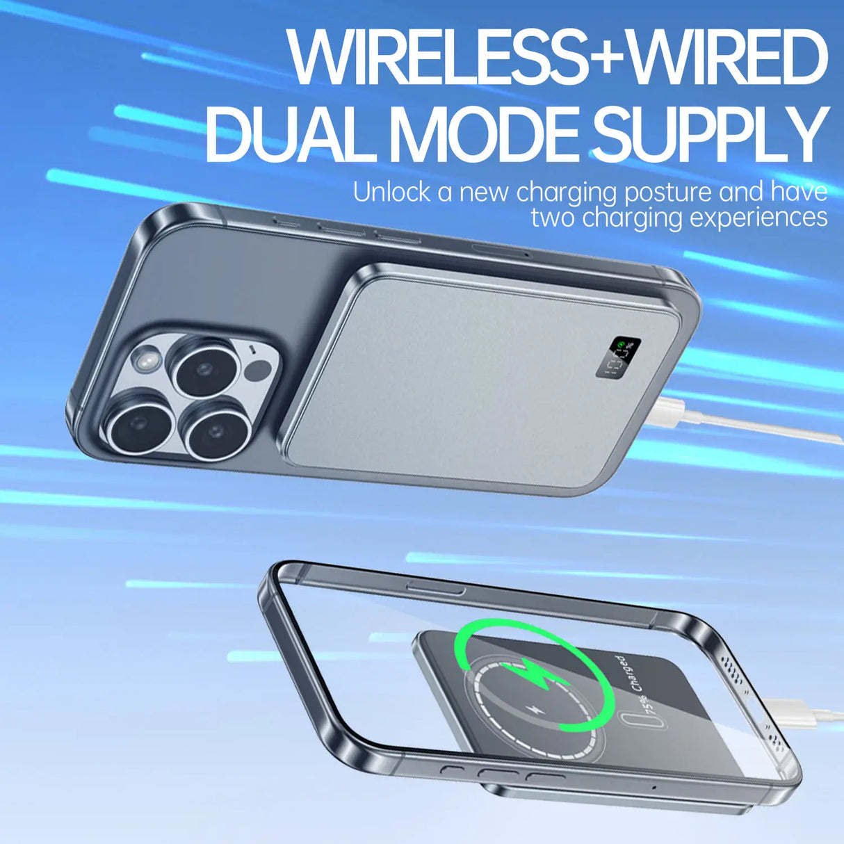 Ultra Thin Fast Charging LED Display Power Magnetic Bank For iPhone Samsung Phone Airpods
