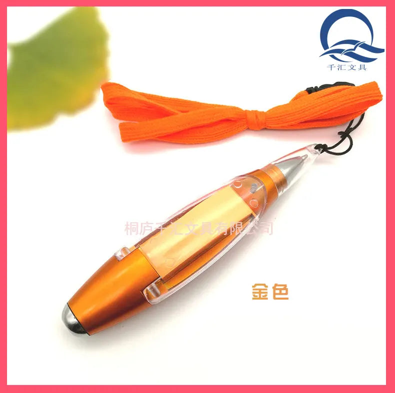 Multifunctional  LED Light Ballpoint Pens With Sticky Notes And Rope To Hang Around Your Neck