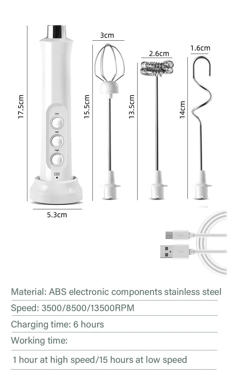 3 In 1 High Speed USB Rechargeable Milk Frother