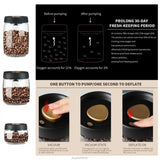 Coffee Bean Glass Storage Container With Press-Down Vacuum Seal