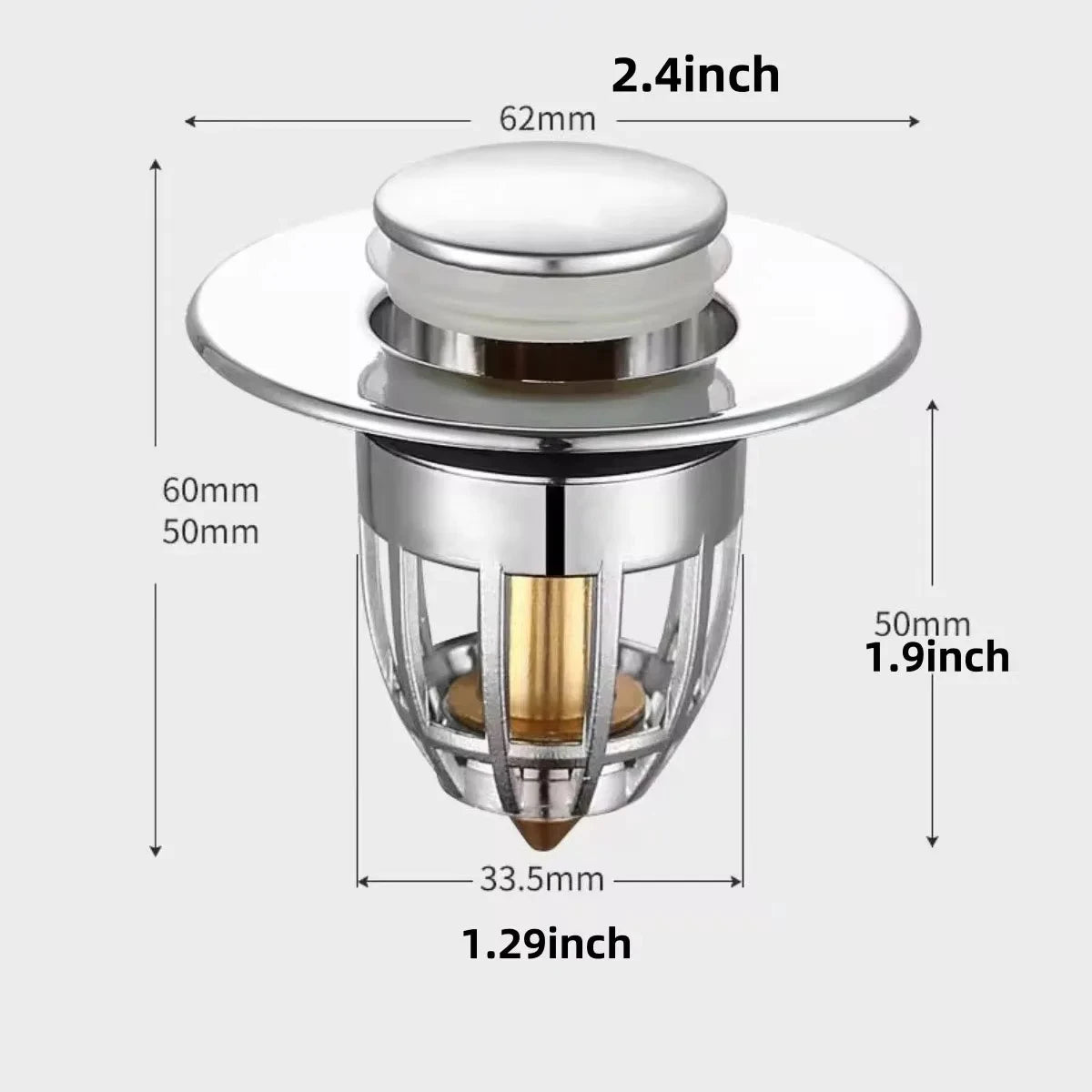Universal Pop-up Chrome Drain Plug Sink Filter with Hair Catcher