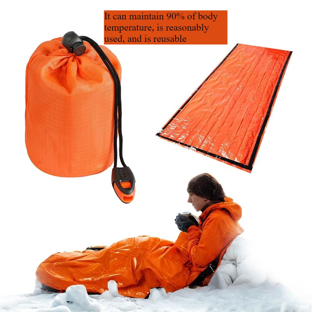 3-piece emergency sleeping bag Whistle And Storage Bag