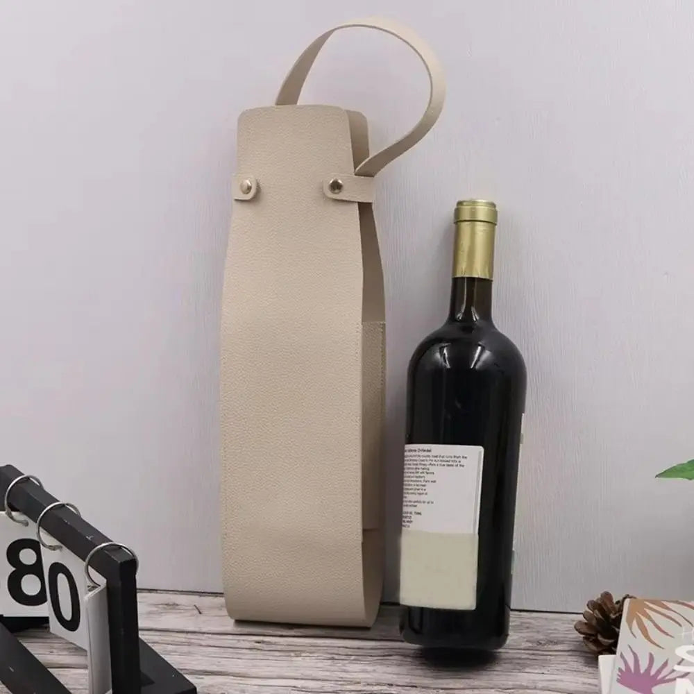 PU Leather Double Layer Reusable Wine Bag