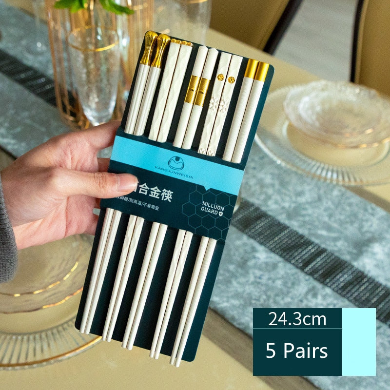 5 Pairs of reusable metal chopsticks