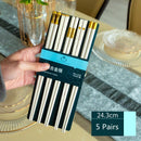 5 Pairs of reusable metal chopsticks