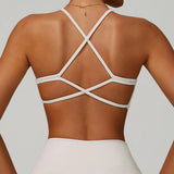 Women's Anti-Sweat Push Up Cross Shoulder Sports Bra