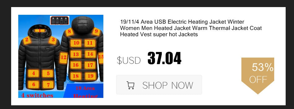 Men's and Women's USB Heated Thermal Vest. Sizes S to 6XL and Up to 17 Heating Zones.