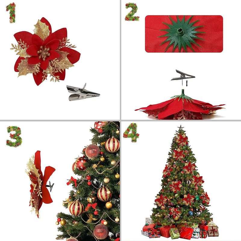 10/5/1pcs 14.5cm Glitter Christmas Tree Or Gift Wrap Decoration.