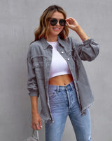 Women's Mid Length Denim Jacket.