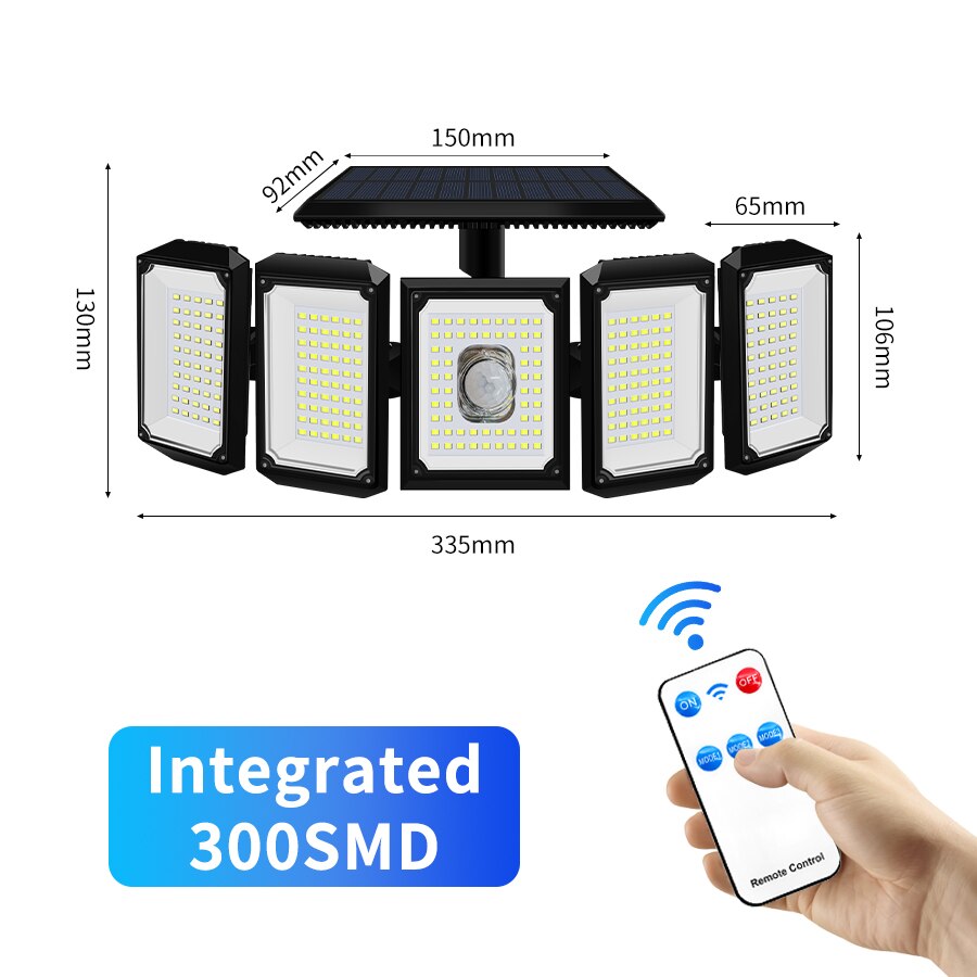 300 LED Motion Sensor Solar Outdoor Waterproof Garden Lights.