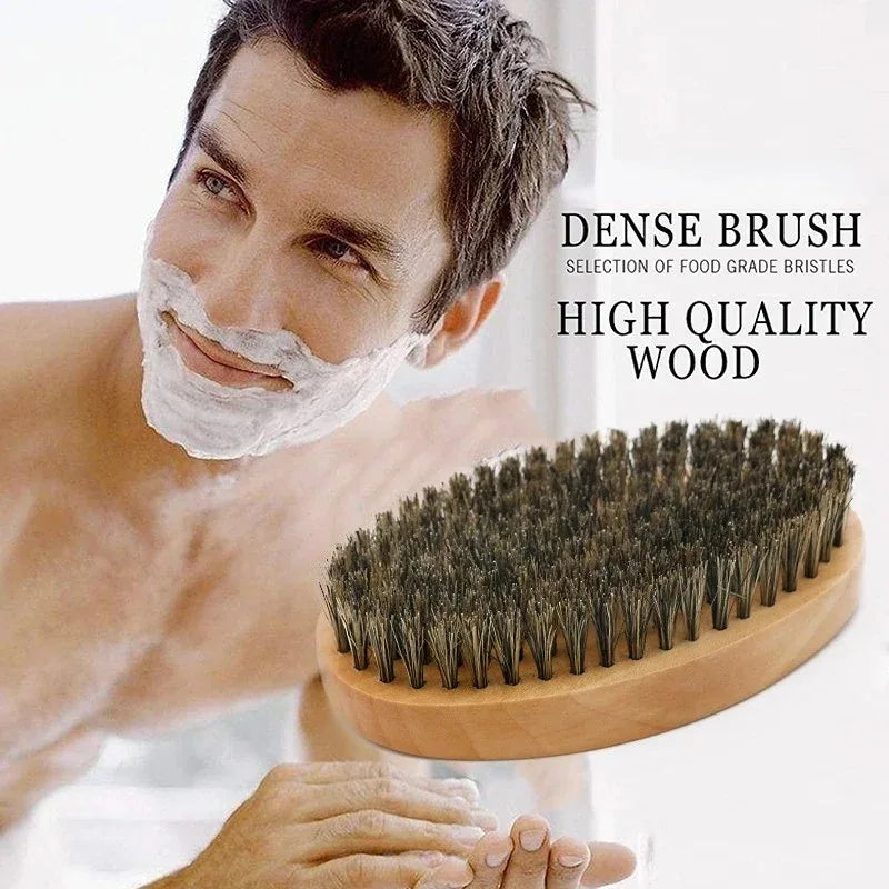 2pcs/set Boar Bristle Natural Beard Brush