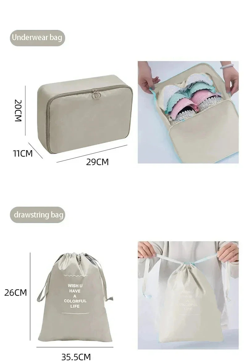 7 Pcs Travel Luggage Organizer Set With Shoe Bag