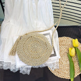 Women's Crossbody Straw Bag With Tassel