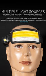 Motion Sensor COB LED USB Rechargeable Head Lamp with Built-in Battery