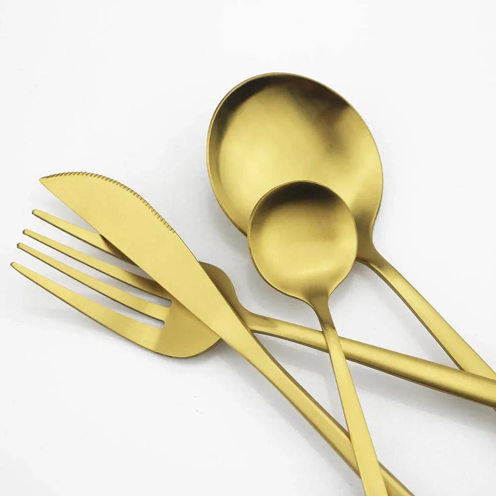 5pcs Black Gold Reusable Dinnerware Set For Camping With Case