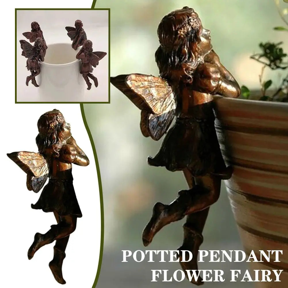 Mini Resin Fairy Hanging Basket Decoration   A