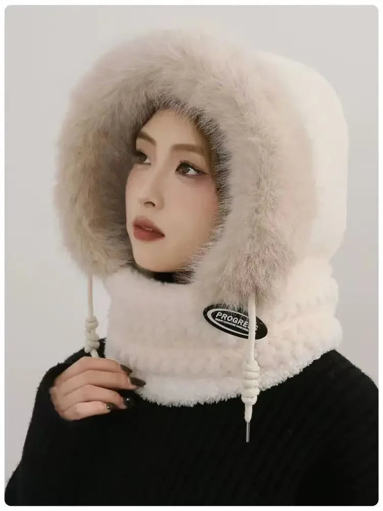 Winter Plush Warm Thick Hood with Scarf