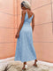 Elegant Sleeveless V Neck Maxi Dress With Slit on the Side.