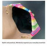 Women's Straw Rainbow Stripe Shoulder Crossbody Handbag With Chain Strap