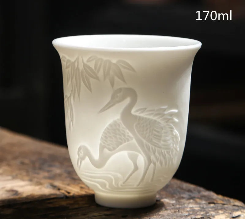 Chinese Three-dimensional White Porcelain Tea Cup