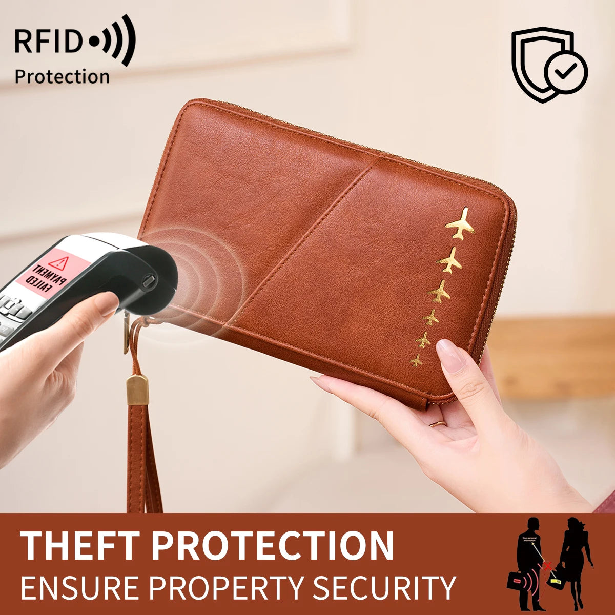 Women Or Men's RFID Multifunctional PU Leather Passport Wallet