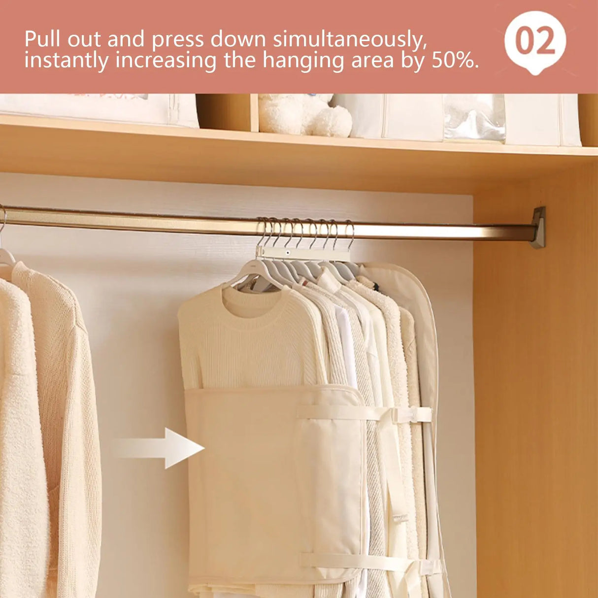Vacuum Compressed Adjustable Seasonal Storage Organizer For Suits Coats Or Sweaters