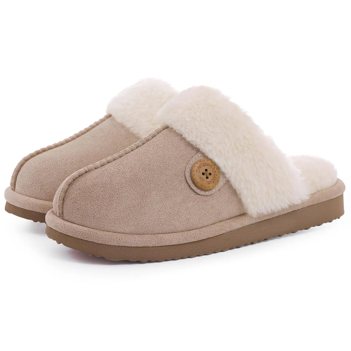Evshine Women's Fur Plush Warm Slippers With Rubber Soles
