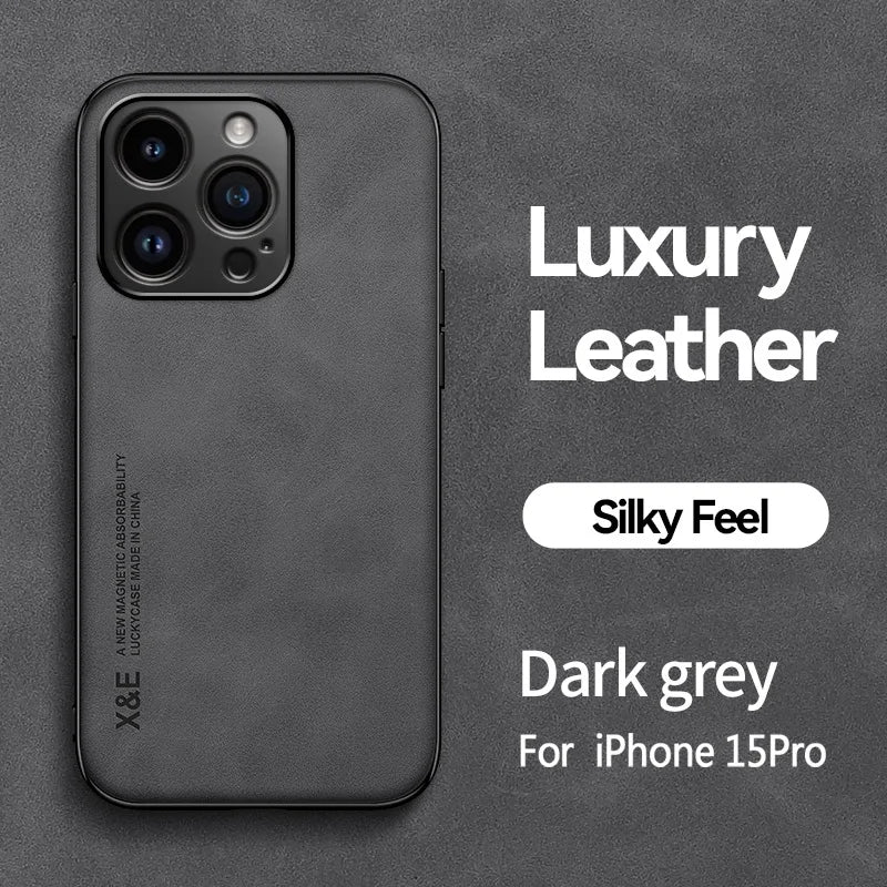 Luxury Matte Magnetic Sheepskin Leather Case For iPhone 16 15 14 13 12 11 Pro Max XR XS X 8 7 Plus