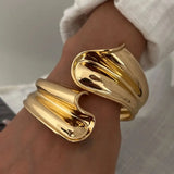 DIEZI Metal Gold Color Leaves Bangle
