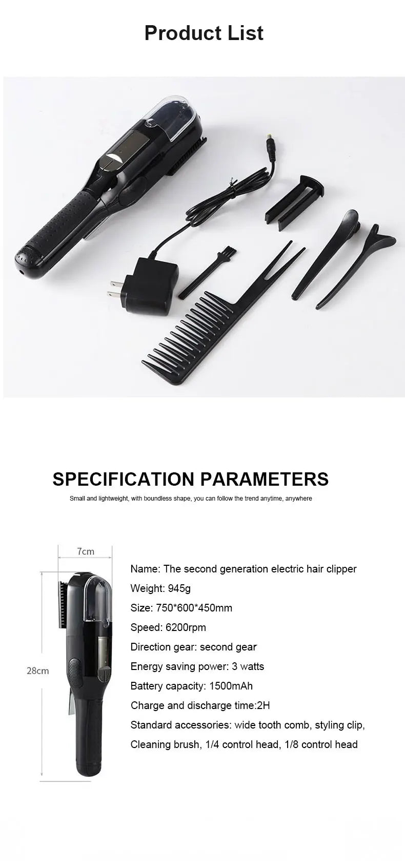 Cordless Hair Trimmer For Dry Damaged Split Ends