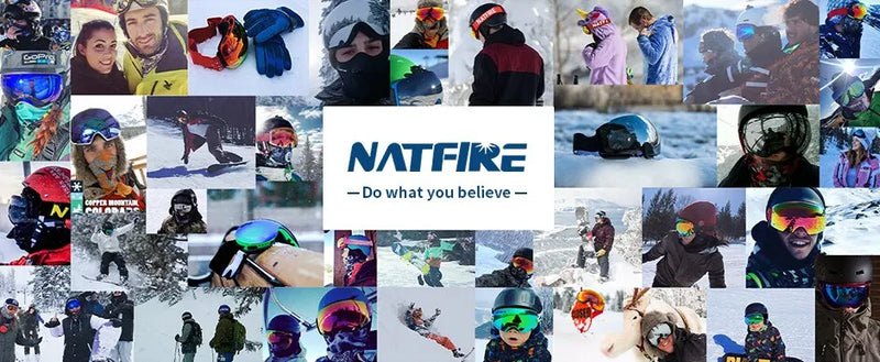 NATFIRE Double Layers Anti-fog UV400 Ski, snowmobile Goggles