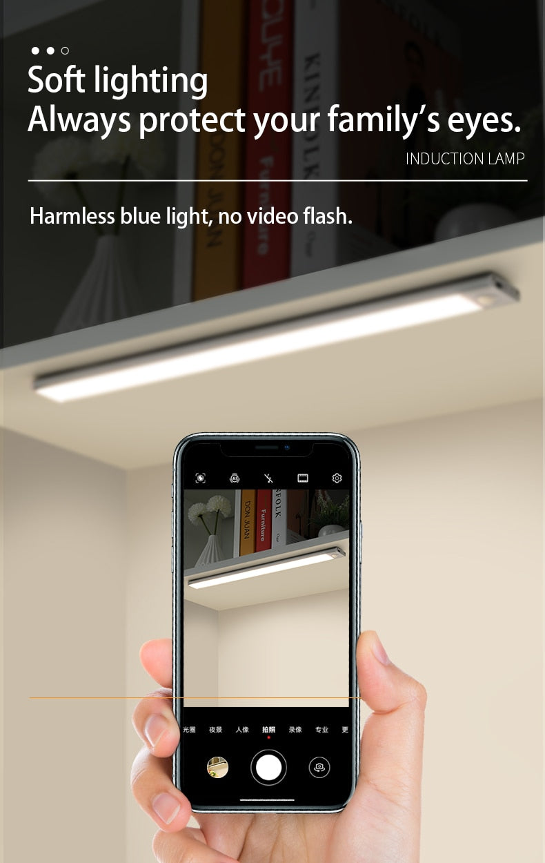 Rechargeable, LED Motion Sensor Night Light. Magnetic for Light Under Kitchen Cabinet Or Closet.