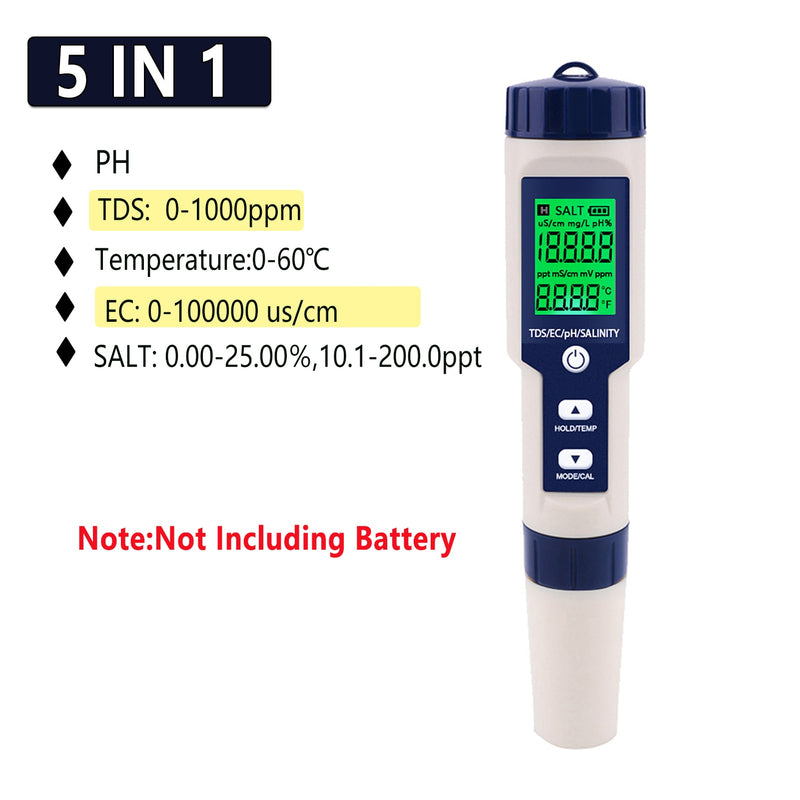 Digital PH Meter 10 in 1 Water Quality Monitor Tester PH/EC/TDS/Salinity/Thermometer Multi-parameter Testing Meter