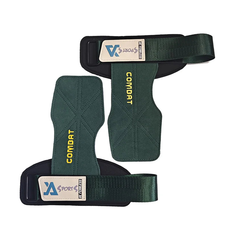 1 Pair 3-layers Cowhide Weight Lifting Grip Gloves