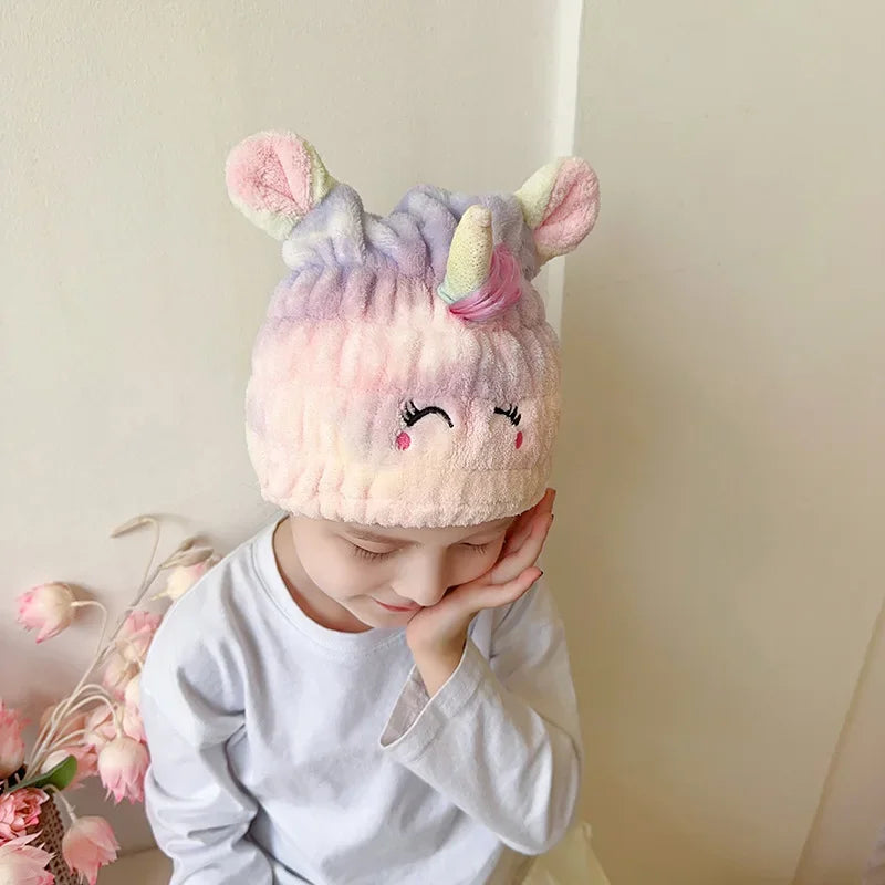 Children's Cute Animal Hair Dry Hat Towel