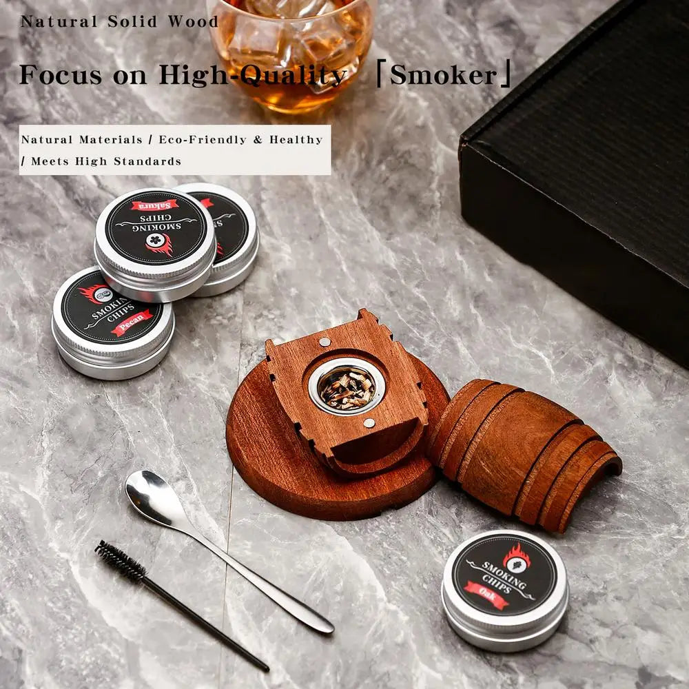 Wooden Smoke Infuser For Old Fashioned Bourbon Drinks